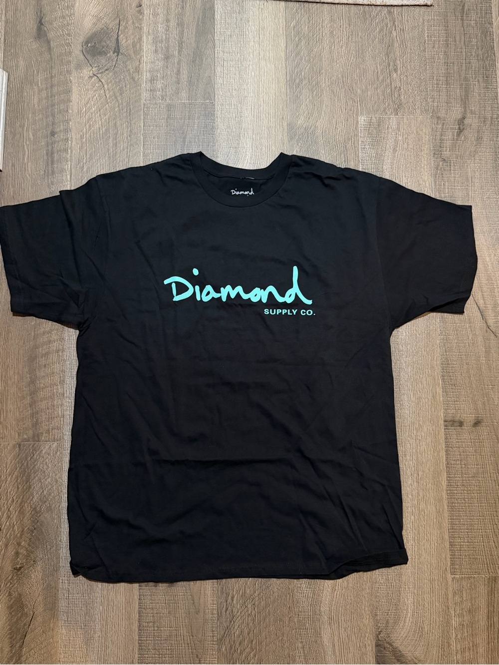 Diamond Supply Co. Black Tee with Teal Script Logo